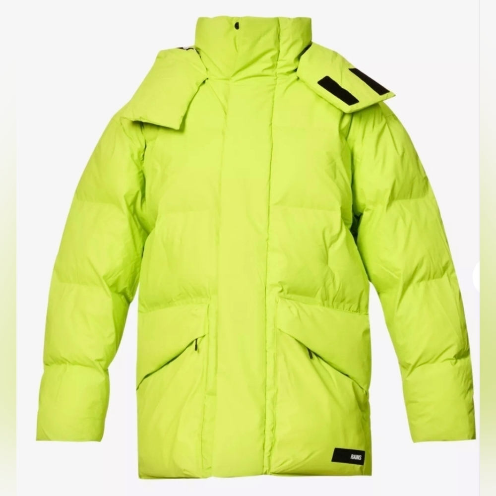 Rains Hooded Padded-Design Jacket, Medium - Picture 1 of 11